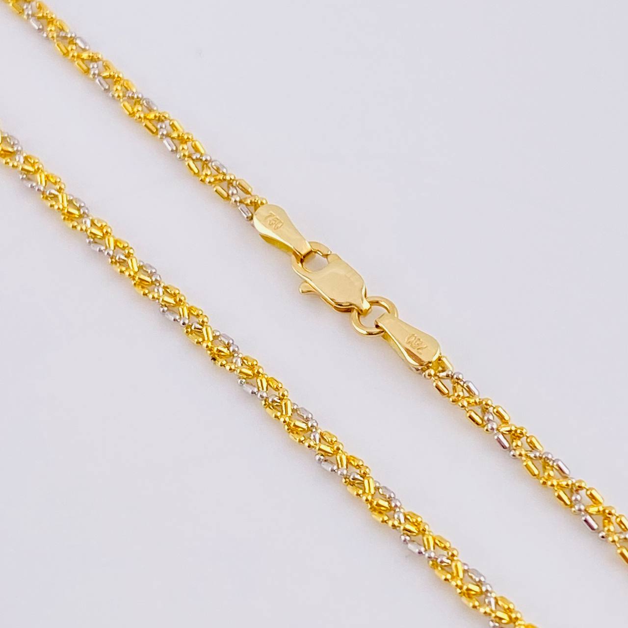 Cadena Morce Trenzada 5.9 g / 50.5 cm / 2.3 mm Dos Oros Amarillo Blanco 18K