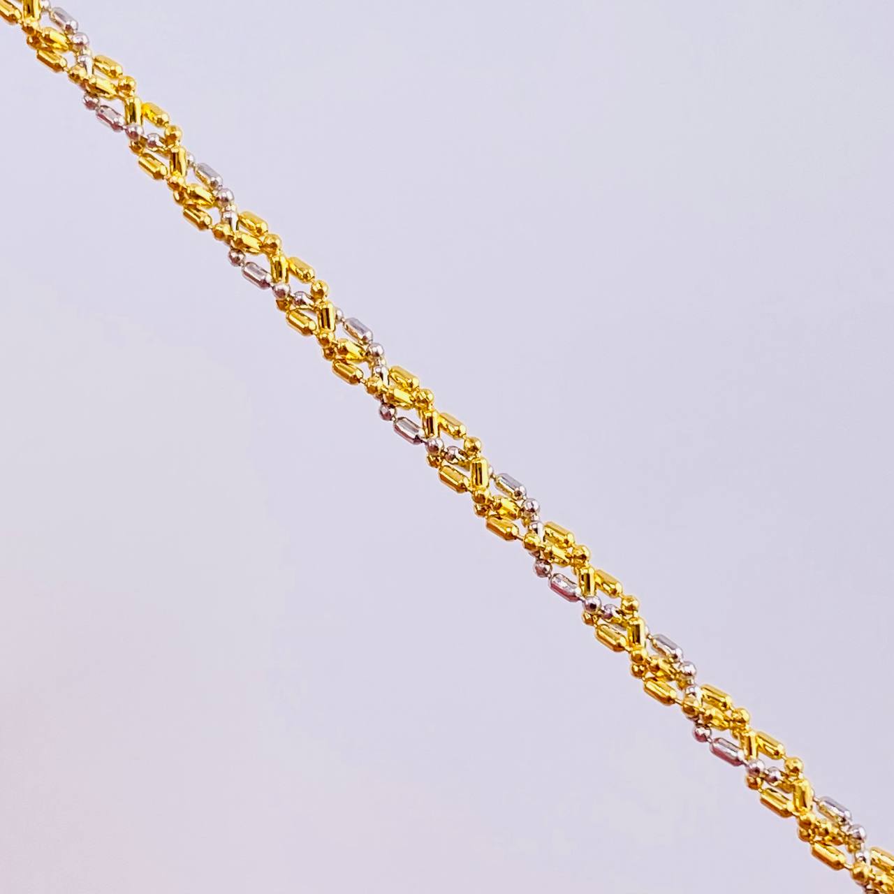Cadena Morce Trenzada 5.9 g / 50.5 cm / 2.3 mm Dos Oros Amarillo Blanco 18K