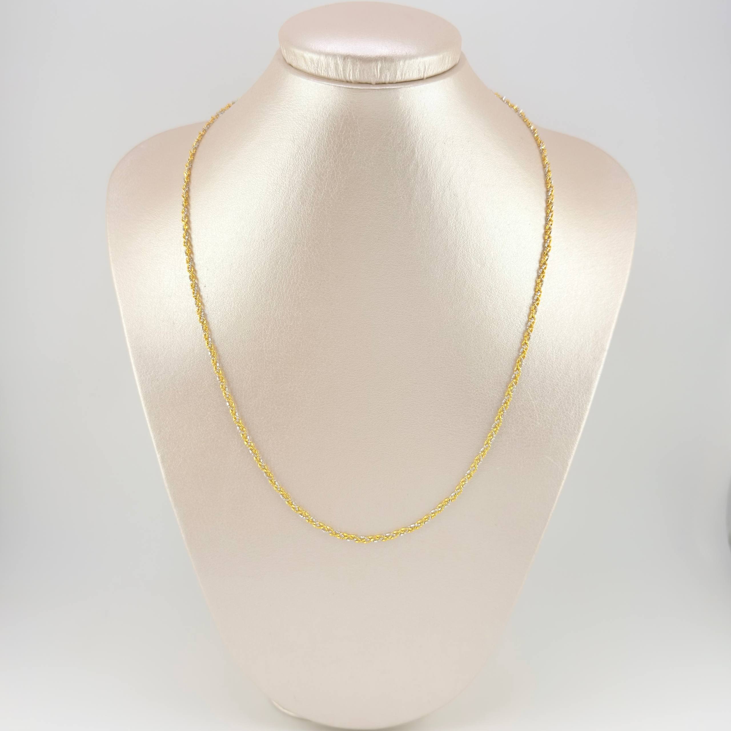 Cadena Morce Trenzada 5.9 g / 50.5 cm / 2.3 mm Dos Oros Amarillo Blanco 18K