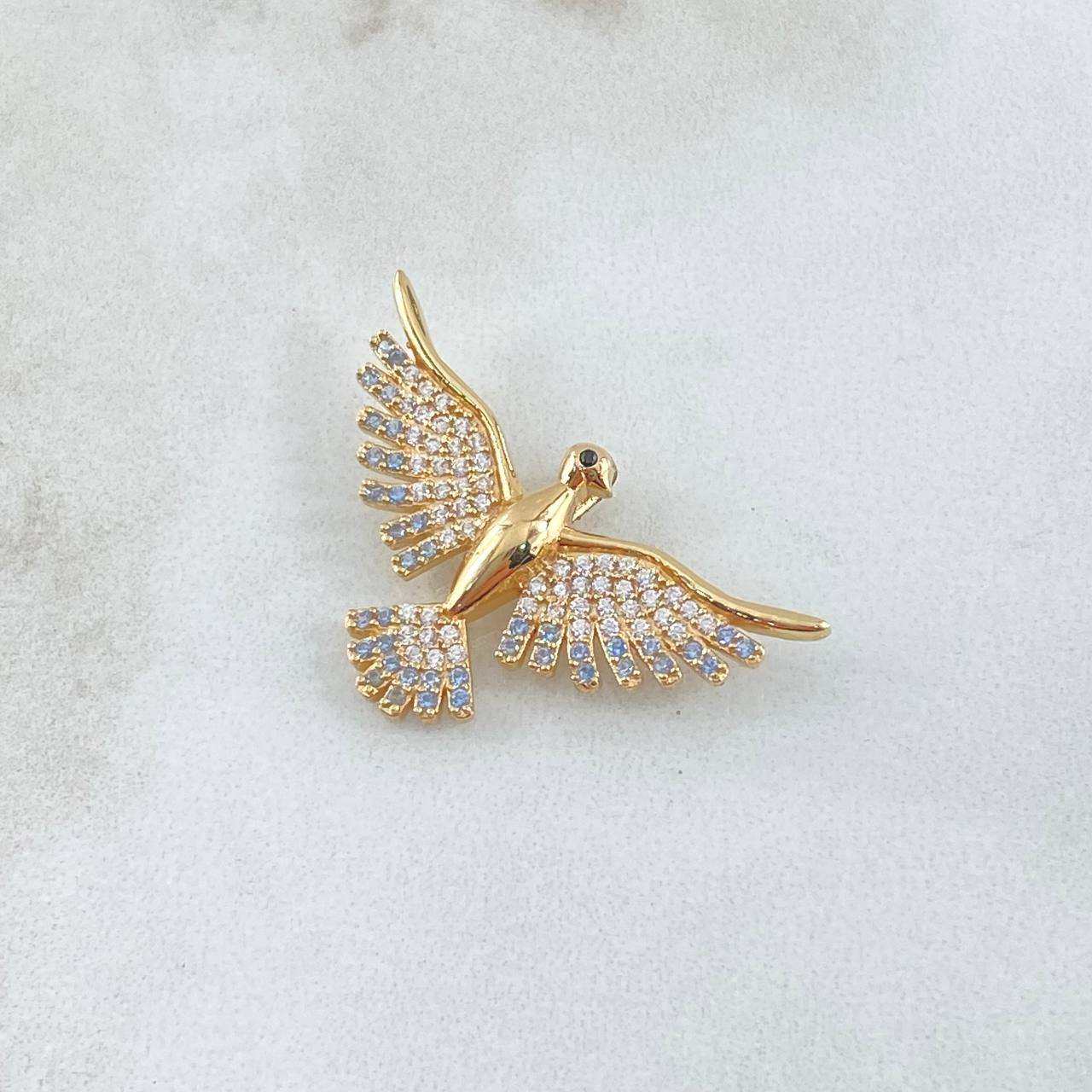 Dije Ave 3.25gr / 1.8cm / Circones Blancos Oro Amarillo 18K *