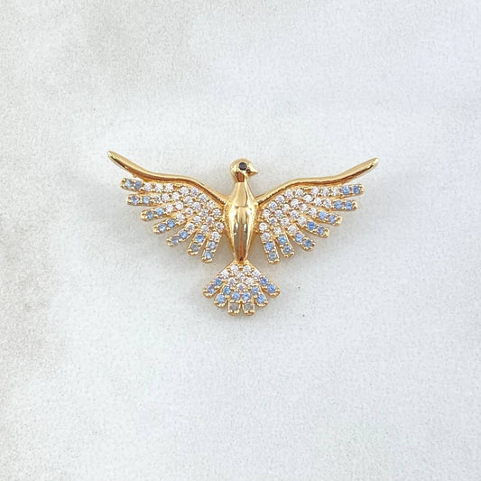 Dije Ave 3.25gr / 1.8cm / Circones Blancos Oro Amarillo 18K *