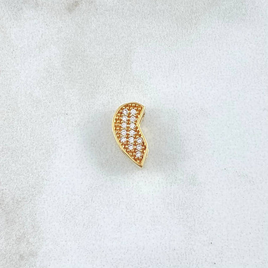 Dije Medio Corazón 0.95gr / 1cm / Circones Blancos Oro Amarillo