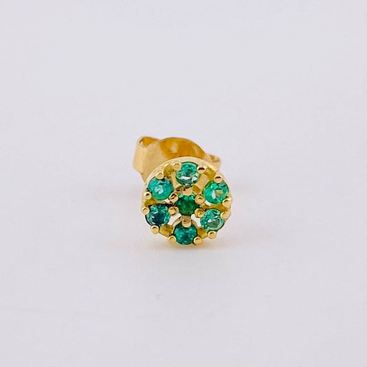 Piercing Flor Circular Esmeraldas 8pts 0.6gr / 5.3mm Oro Amarillo 18K