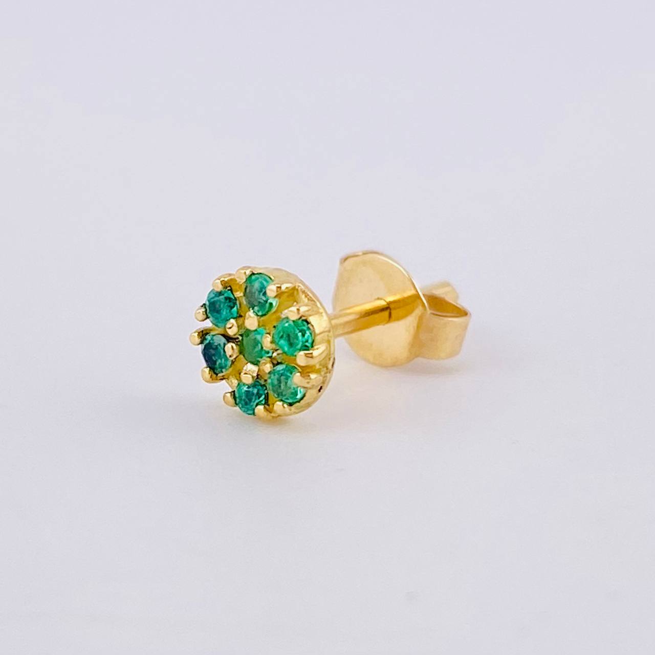 Piercing Flor Circular Esmeraldas 8pts 0.6gr / 5.3mm Oro Amarillo 18K