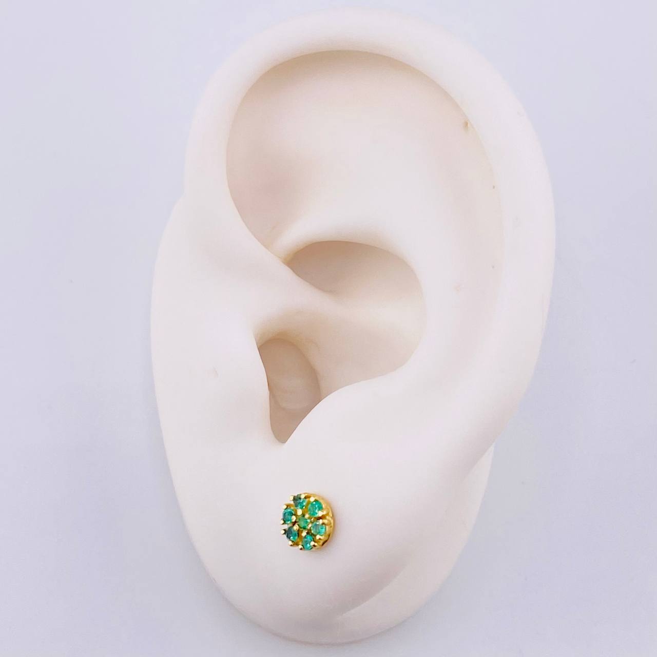 Piercing Flor Circular Esmeraldas 8pts 0.6gr / 5.3mm Oro Amarillo 18K