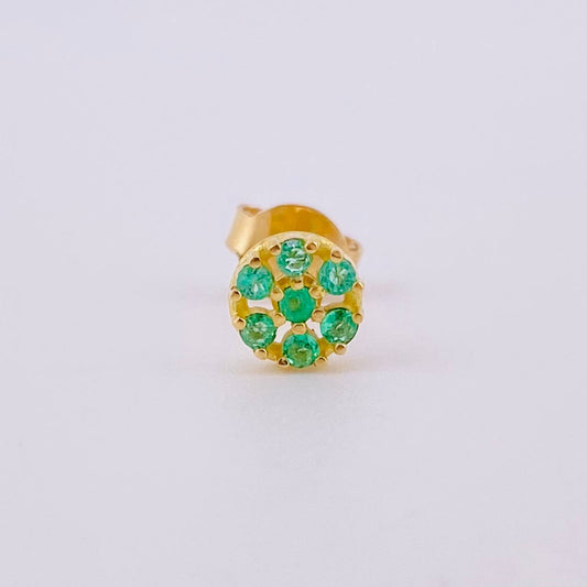 Piercing Flor Circular Esmeraldas 8pts 0.55gr / 5.3mm Oro Amarillo 18K