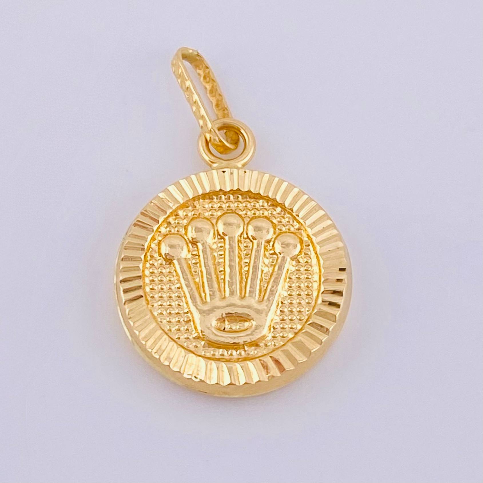 Dije Corona Circular Diamantada 1.05gr / 2.3cm / Oro Amarillo 18K ©