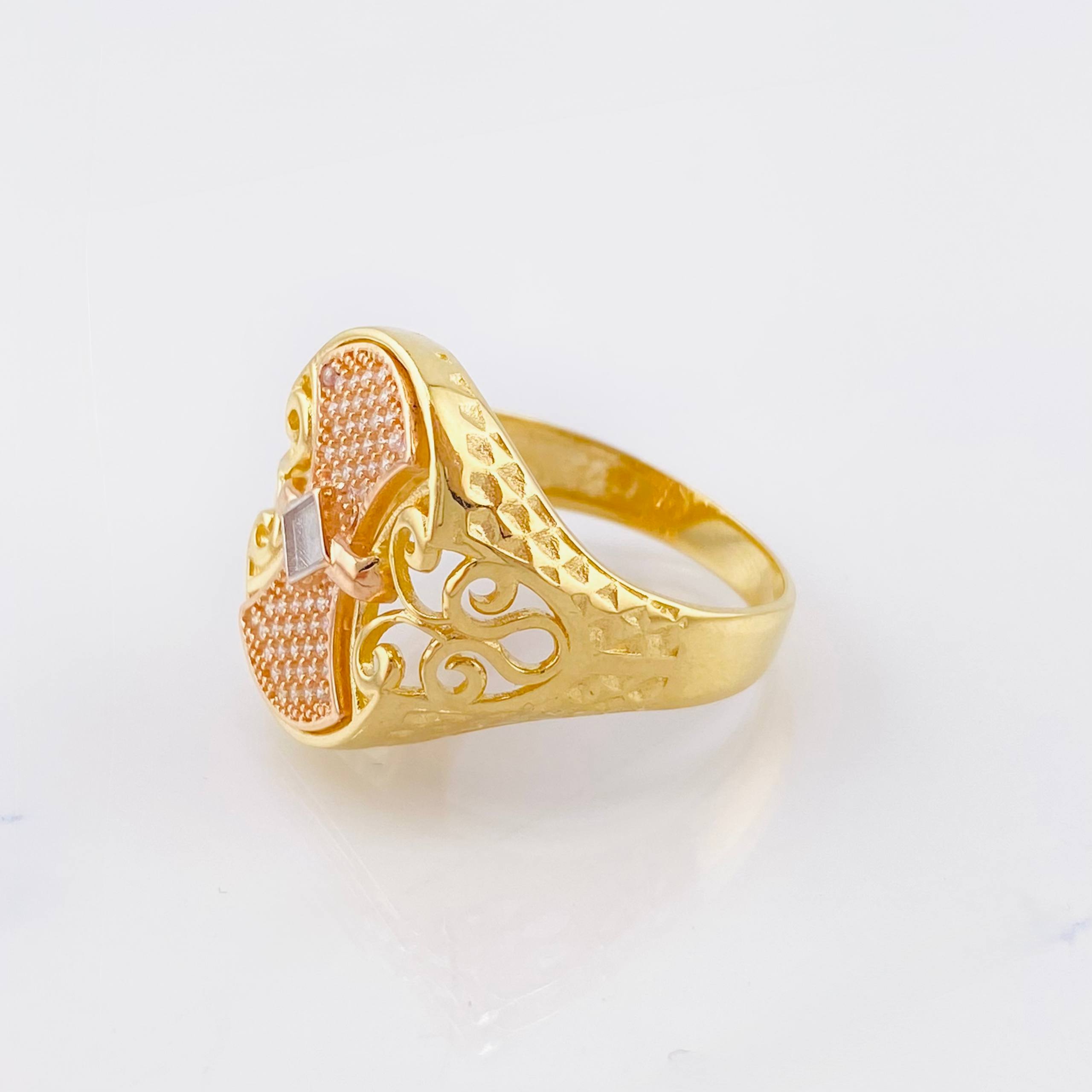 Anillo Escudo Vikingo 5.8gr / T10 1/2 / Tres Oros 18K