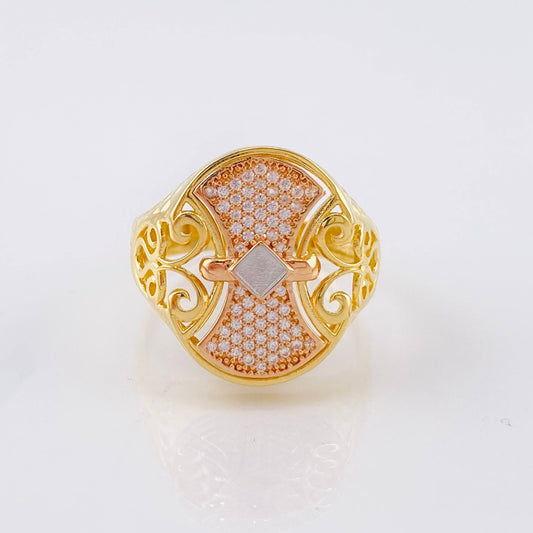 Anillo Escudo Vikingo 5.8gr / T10 1/2 / Tres Oros 18K