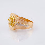 Anillo Corona Sobresalto Diamantado 5.5gr / T10 1/4 / Tres Oros 18K ©