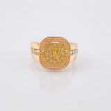 Anillo Corona Sobresalto Diamantado 5.5gr / T10 1/4 / Tres Oros 18K ©