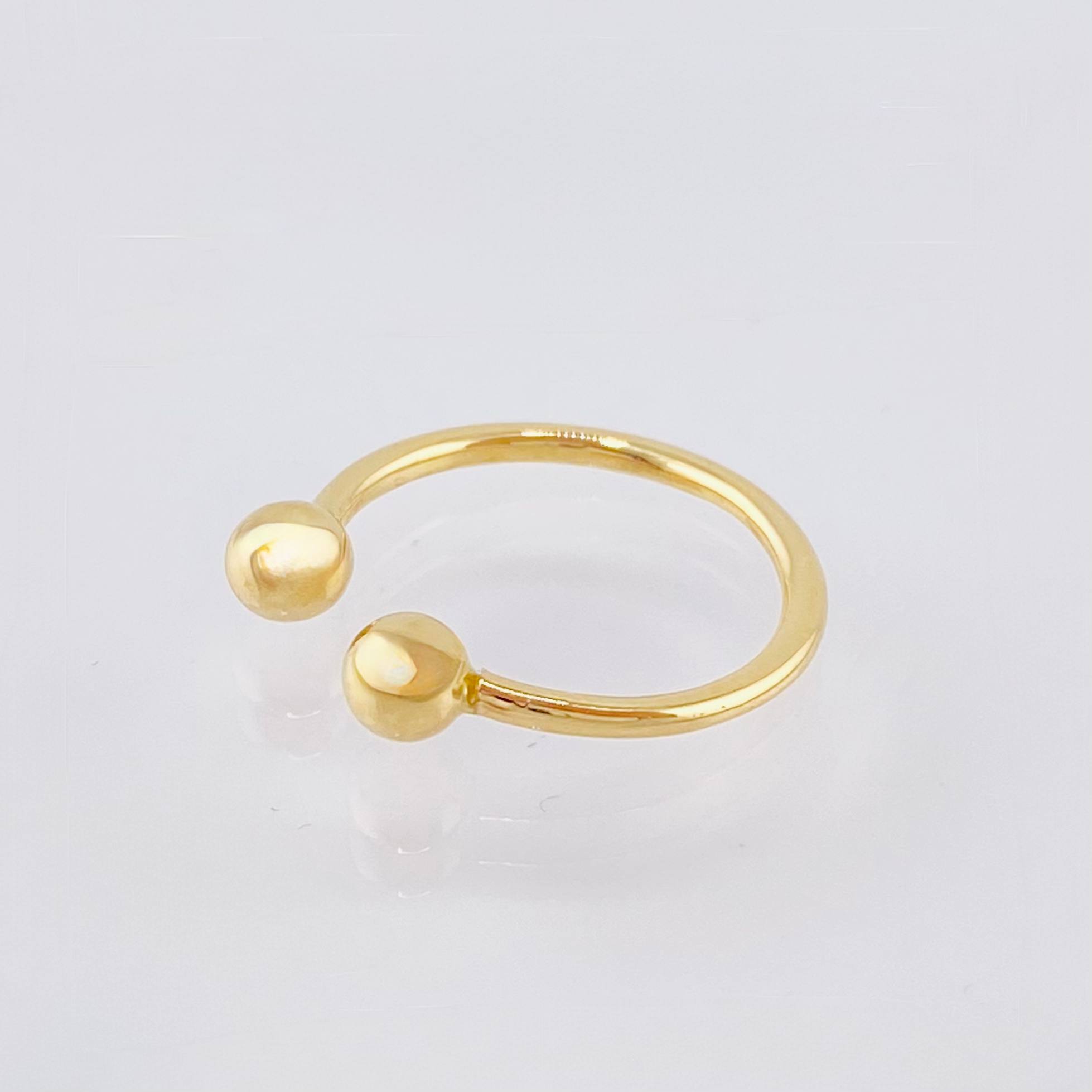 Anillo Medio Dedo Abrazo 2 Bolas 4mm 1.2gr / T3 3/4 / Oro Amarillo 18K