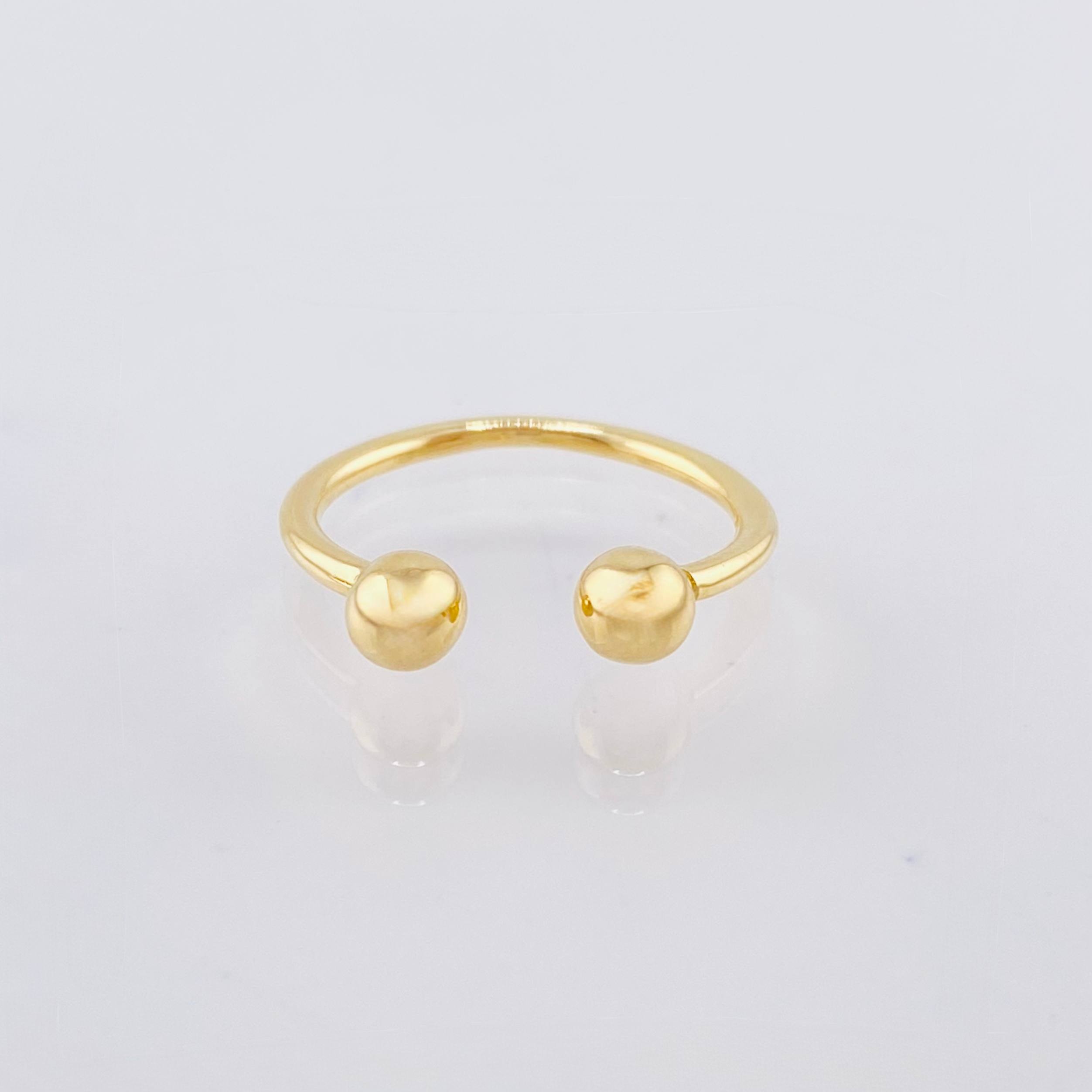 Anillo Medio Dedo Abrazo 2 Bolas 4mm 1.2gr / T3 3/4 / Oro Amarillo 18K