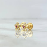Topos Flor Sakura 0.7gr / 6mm Circones Blancos Fucsia Oro Amarillo 18K