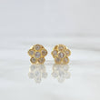 Topos Flor Sakura 0.75gr / 6mm Circones Blancos Oro Amarillo 18K ©