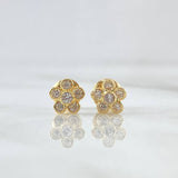 Topos Flor Sakura 0.75gr / 6mm Circones Blancos Oro Amarillo 18K *