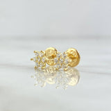 Topos Flor Nevada 0.75gr / 5mm Circones Blancos Oro Amarillo 18K