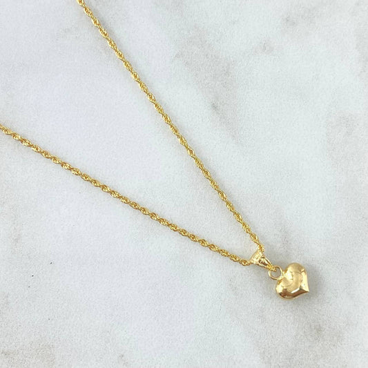 Set Cadena Lazo 0.9gr / 45cm / 1.2mm + Dije Corazón 0.3gr / 1.3cm Cargador Bordeado 1.2gr Oro Amarillo 18K (Oferta) ©