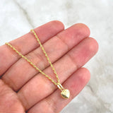 Set Cadena Lazo 1gr / 50cm / 1.2mm + Dije Corazón Plano 0.35gr / 1.3cm Oro Amarillo 18K (Oferta)