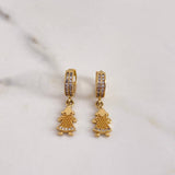 Candongas Niña 4.15gr / 2.7cm / Circones Blancos Oro Amarillo 18K #