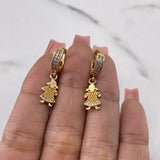 Candongas Niña 4.15gr / 2.7cm / Circones Blancos Oro Amarillo 18K #