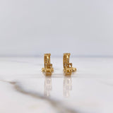 Candongas Niña 4.15gr / 2.7cm / Circones Blancos Oro Amarillo 18K #