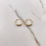 Candongas Aro 1.4gr / 1.6cm / Bolas Dimantadas Tres Oros Oro Amarillo 18K #