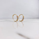Candongas Aro 1.4gr / 1.6cm / Bolas Dimantadas Tres Oros Oro Amarillo 18K #