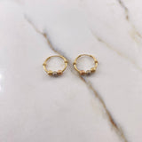 Candongas Aro 1.4gr / 1.6cm / Bolas Dimantadas Tres Oros Oro Amarillo 18K #
