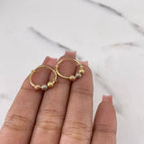 Candongas Aro 1.4gr / 1.6cm / Bolas Dimantadas Tres Oros Oro Amarillo 18K #