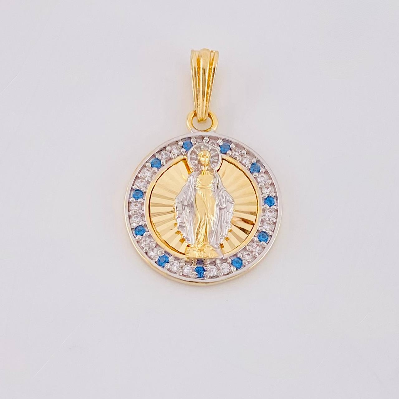 Dije Virgen de la Milagrosa 2.5g / 2.3cm Dos Oros Amarillo Blanco 18K