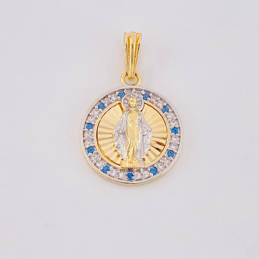 Dije Virgen de la Milagrosa 2.5g / 2.3cm Dos Oros Amarillo Blanco 18K