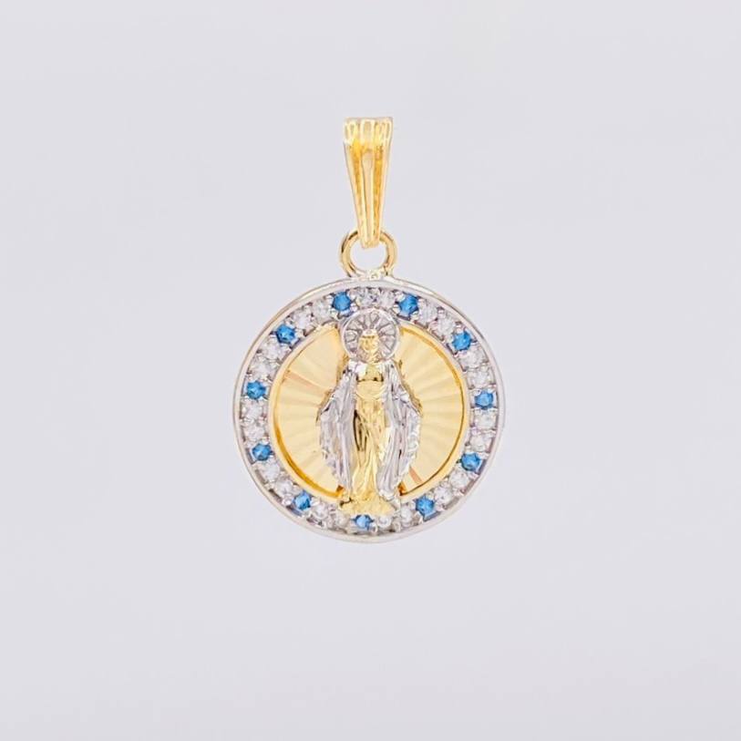 Dije Virgen de la Milagrosa 2.5g / 2.3cm Dos Oros Amarillo Blanco 18K