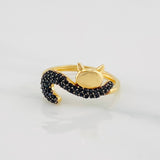 Anillo Gato 1.95g / T6 1/4 Dos Oros Negro Amarillo 18K