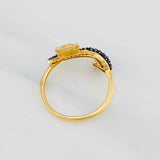 Anillo Gato 1.95g / T6 1/4 Dos Oros Negro Amarillo 18K