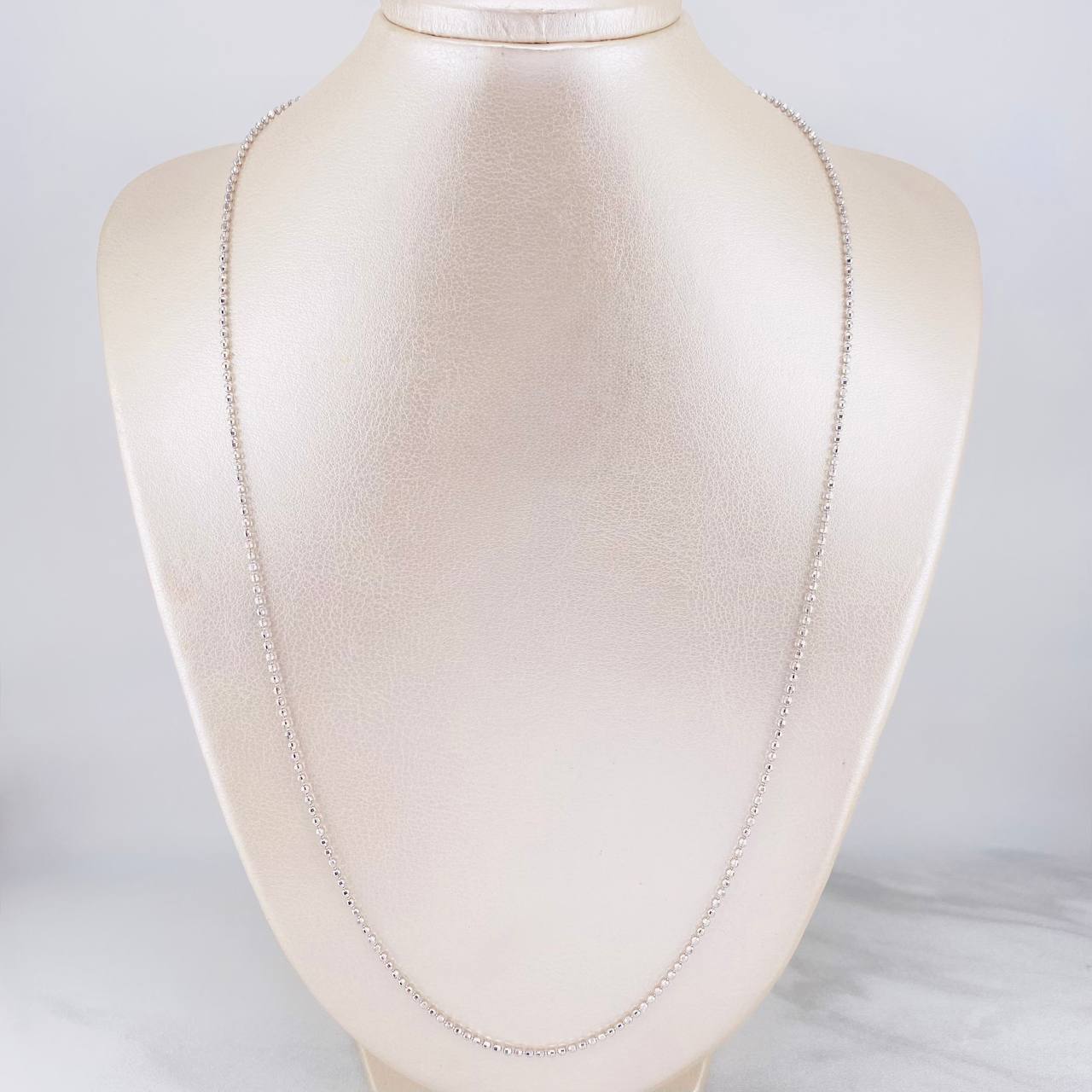 Cadena Militar Diamantada 8.35g / 60cm / 1.7mm Oro Blanco 18K
