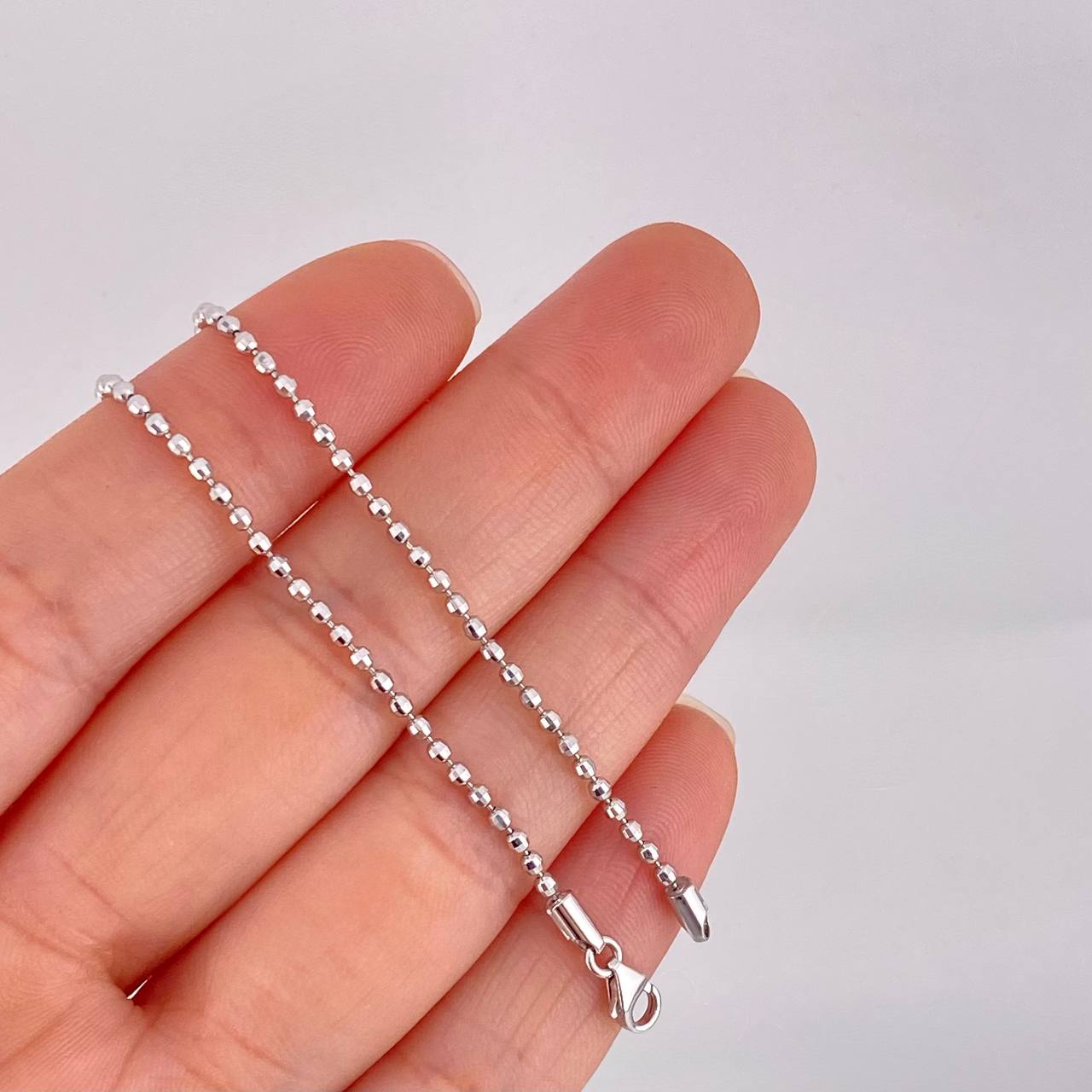 Cadena Militar Diamantada 8.35g / 60cm / 1.7mm Oro Blanco 18K