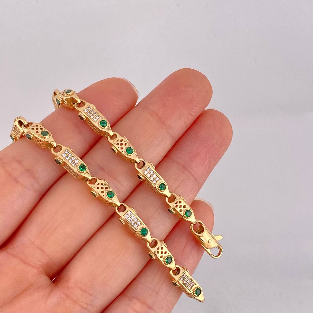 Cadena Rustica Cilindros Tridimensionales 52.2g / 65cm / 5.5mm Oro Amarillo 18K