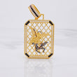 Dije Placa Malla San Miguel Arcangel 21.9g / 6cm Dos Oros Negro Amarillo 18K