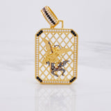 Dije Placa Malla San Miguel Arcangel 21.9g / 6cm Dos Oros Negro Amarillo 18K