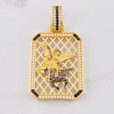 Dije Placa Malla San Miguel Arcangel 21.9g / 6cm Dos Oros Negro Amarillo 18K