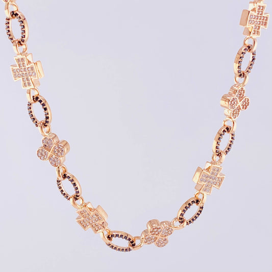 Cadena Rustico Cruz Trebol 51.65g / 71.6cm / 8.9mm Oro Rosa 18K