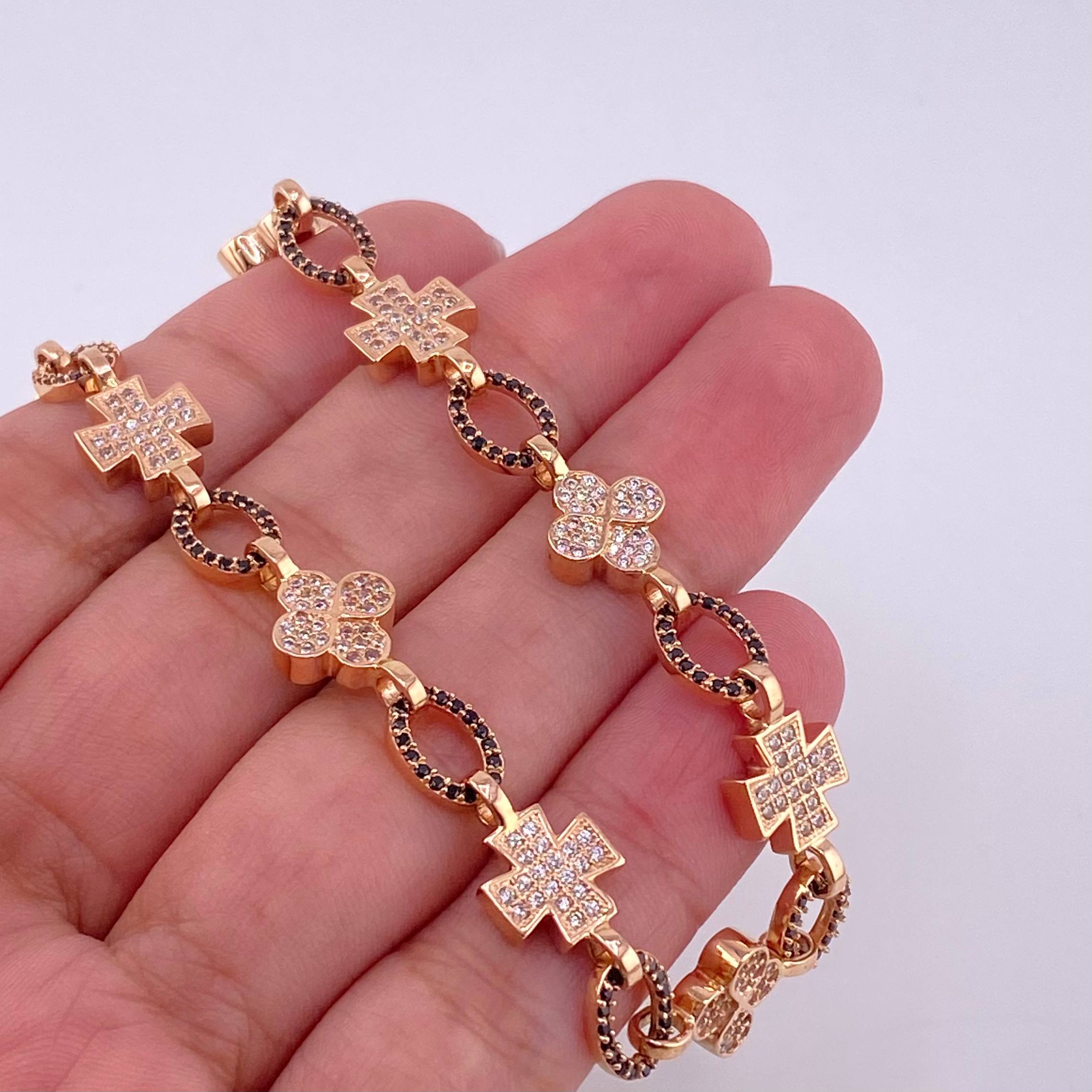 Cadena Rustico Cruz Trebol 51.65g / 71.6cm / 8.9mm Oro Rosa 18K