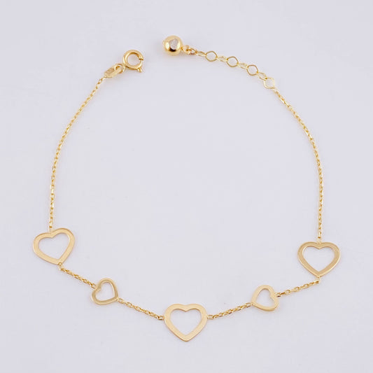 Pulso Aro Seguido Silueta Corazon 1.65g / 18.4cm / 0.6mm Oro Amarillo 18K