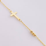Pulso Aro Seguido Cruz Lisa 1.3g / 19.7cm / 0.6mm Oro Amarillo 18K