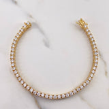Pulso Tennis 19.5gr / 18cm / Circones Blancos Oro Amarillo 18K &