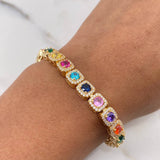 Pulso Tennis 23.4gr / 18cm / Circones Colores Oro Amarillo 18K &