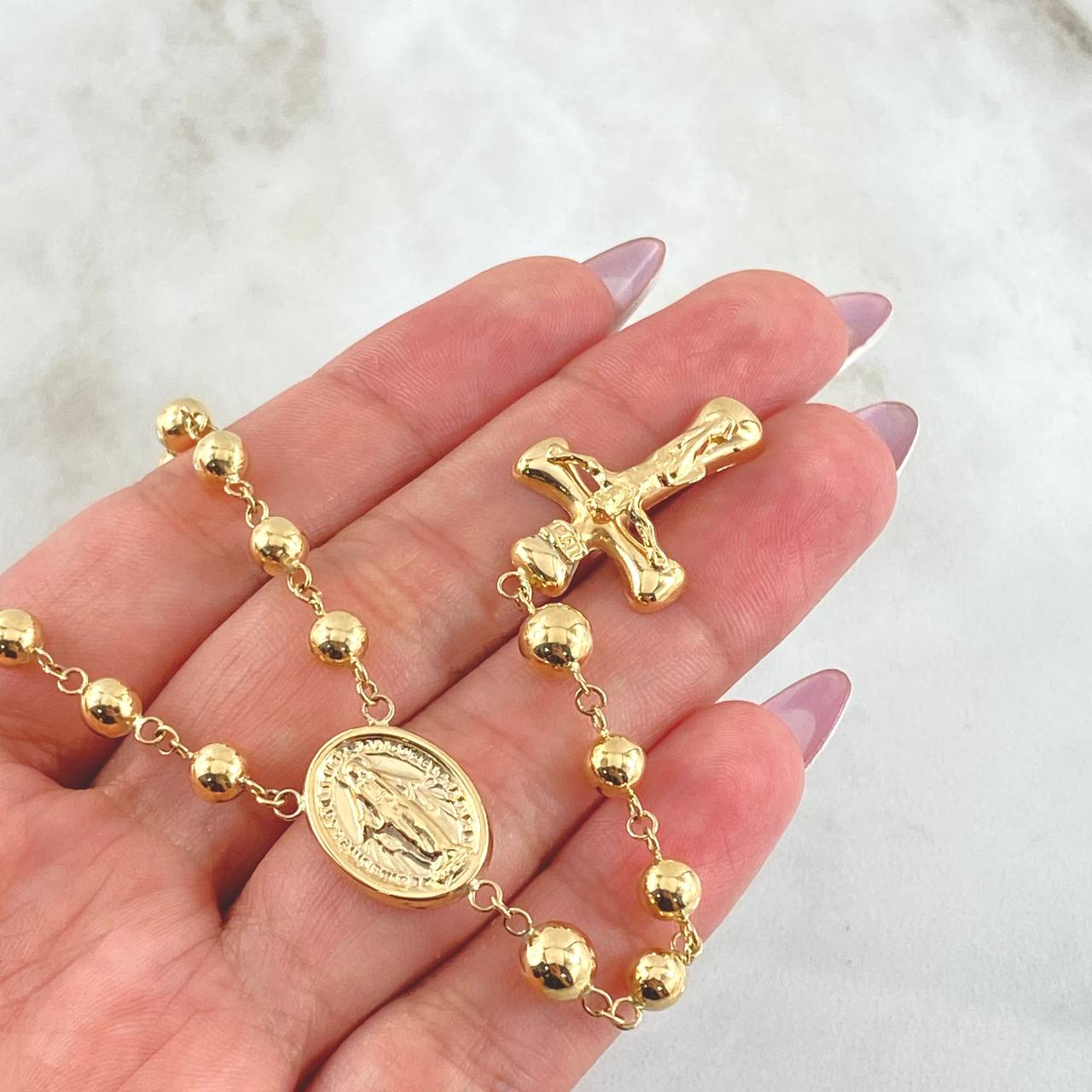 Rosario Virgen Milagrosa 12.7gr / 50cm / 5mm - 6mm Oro Amarillo 18K *