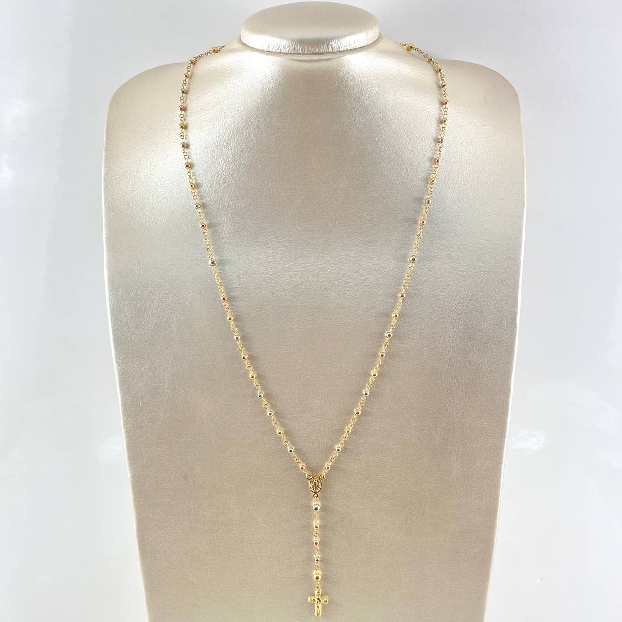 Rosario Virgen Milagrosa 6.4gr / 60cm / 3mm-4mm Tres Oros 18K *