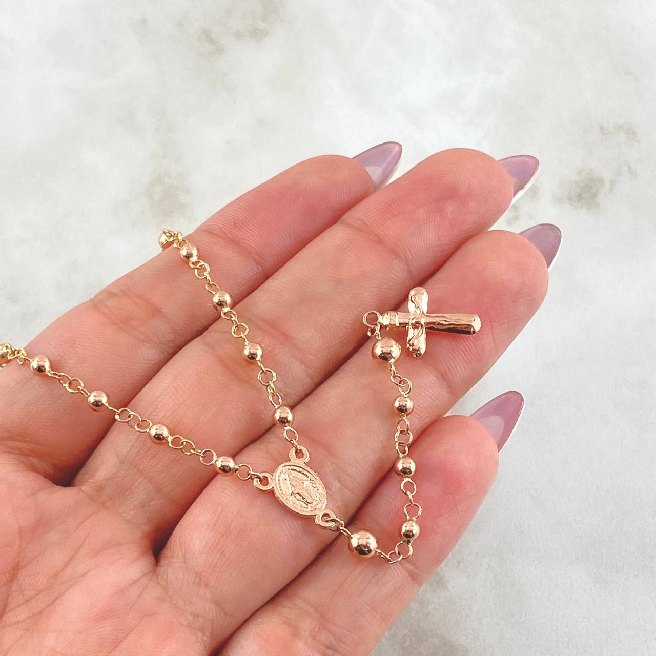 Rosario Virgen Milagrosa 6.55gr / 60cm / Oro Rosa 18K